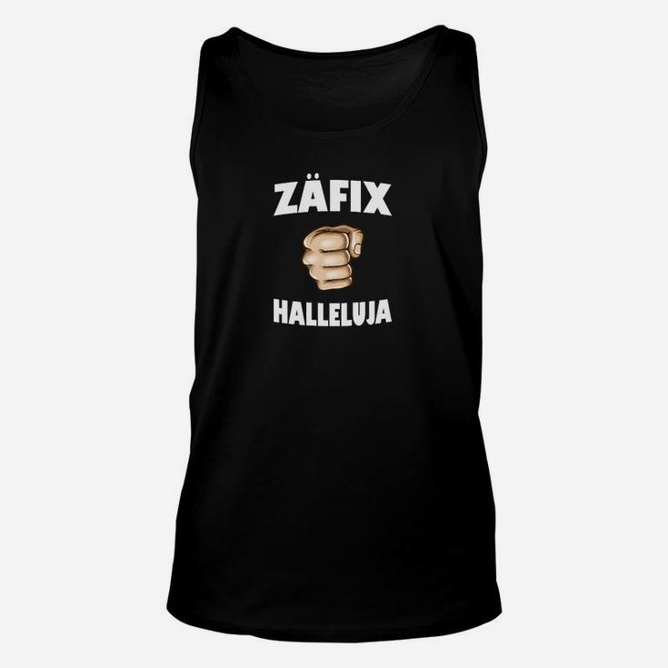 ZÄFIX HALLELUJA Unisex TankTop mit Faustdruck, Lustiges Schwarzes Tee