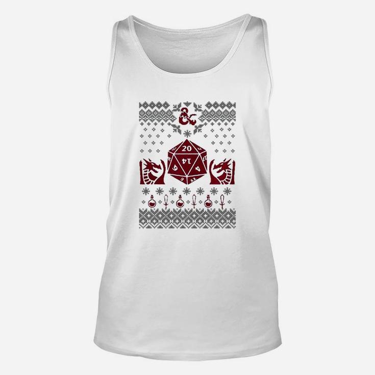 20 Sided Dice D20 Ugly Christmas Sweater Unisex Tank Top