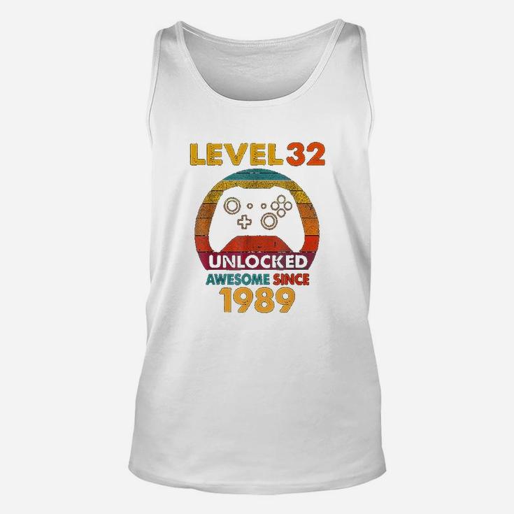 33rd Bday Boy Gamer Level 33 Unlocked Awesome Since 1989  Unisex Tank Top