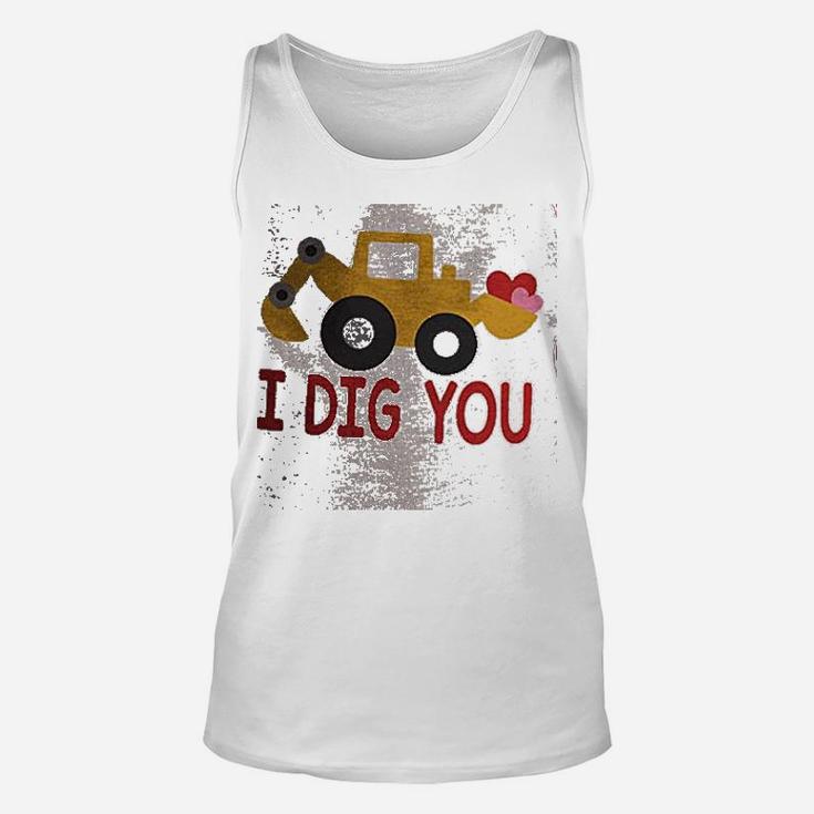 7 Ate 9 Apparel Kids I Dig You Construction Truck Day Red Raglan Unisex Tank Top