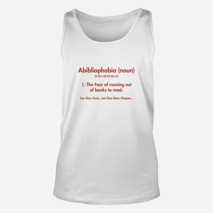 Abibliophobia Funny Book Lover Definition Unisex Tank Top