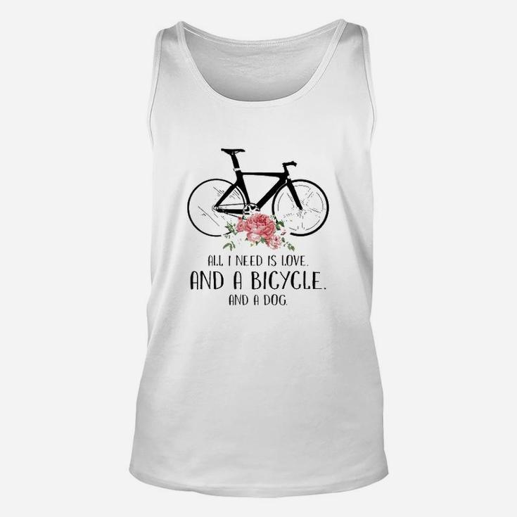 All I Need Is Love And A Bicycle And A Dog Unisex Tank Top