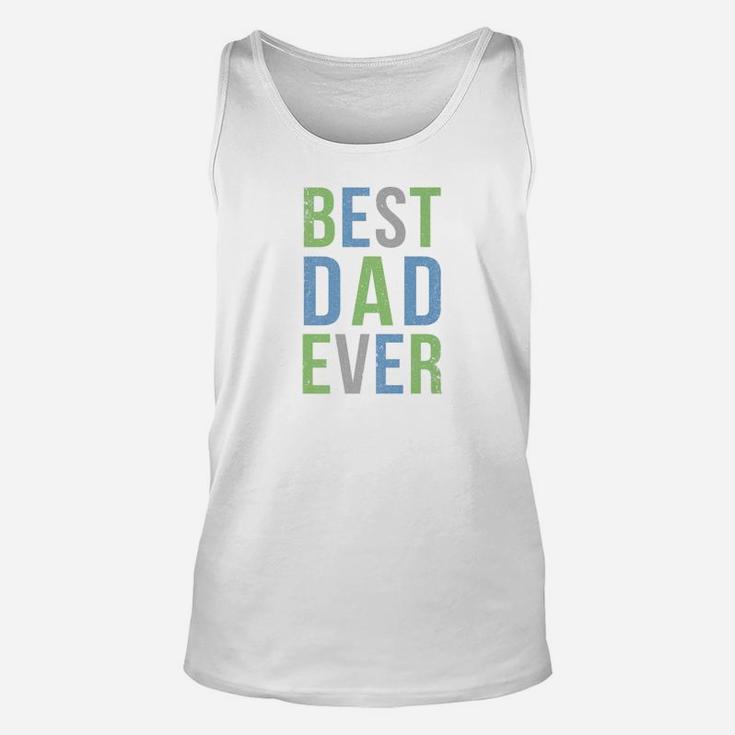 Best Dad Ever In Blue Green And Gray Block Letters Premium Unisex Tank Top