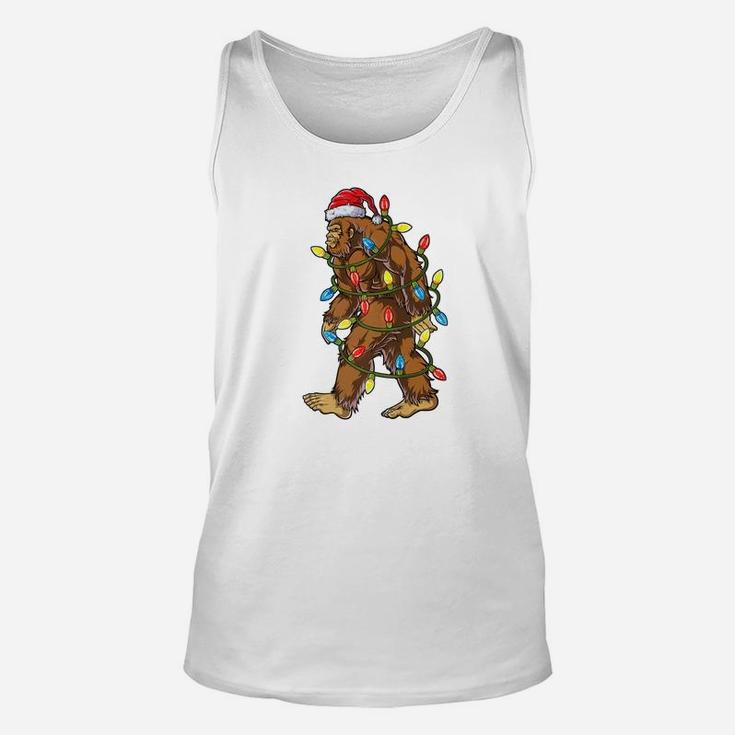 Bigfoot Christmas Shirt Santa Xmas Tree Lights Boys Gifts Unisex Tank Top