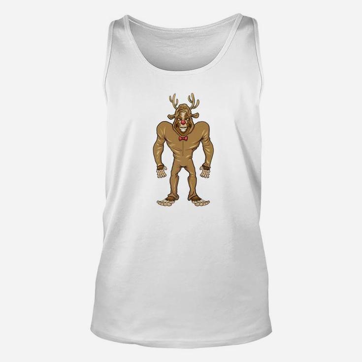 Bigfoot Reindeer Christmas Shirt Funny Novelty Xmas Tee Unisex Tank Top