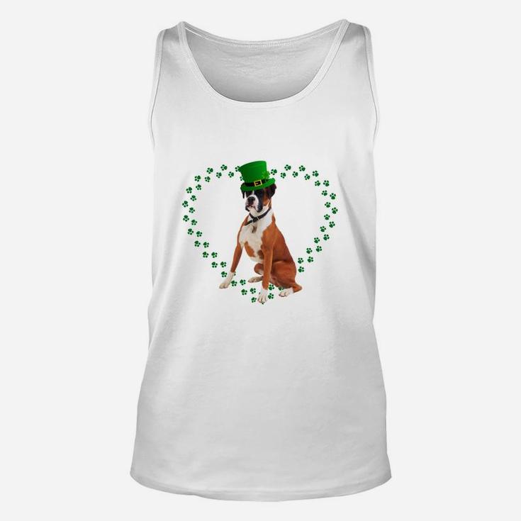 Boxer Heart Paw Leprechaun Hat Irish St Patricks Day Gift For Dog Lovers Unisex Tank Top