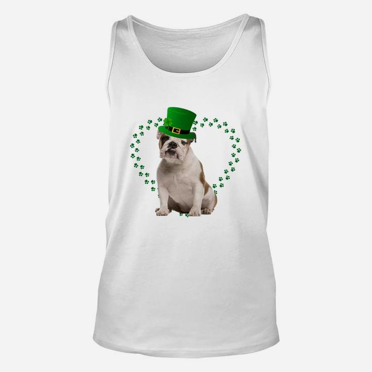 Bulldog Heart Paw Leprechaun Hat Irish St Patricks Day Gift For Dog Lovers Unisex Tank Top