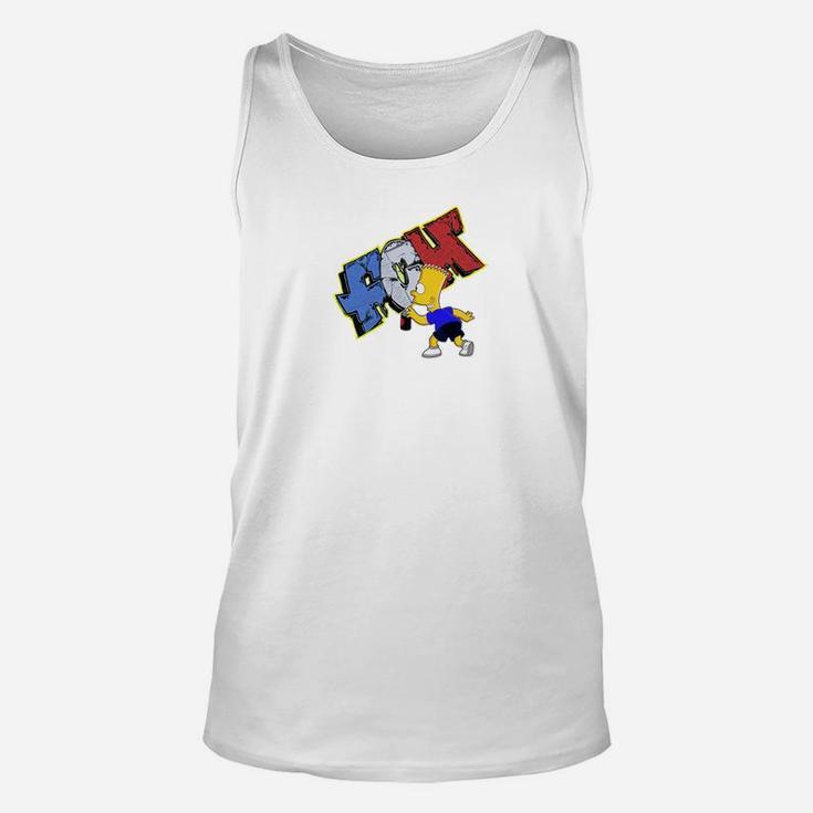 Buntes Cartoon-Motiv Unisex TankTop in Weiß, Klassisches Design für Jeden