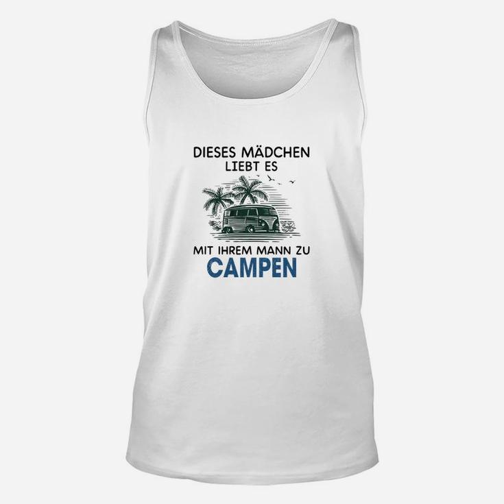 Camping Liebe Damen Unisex TankTop, 'Mädchen liebt Mann Campen' Motiv