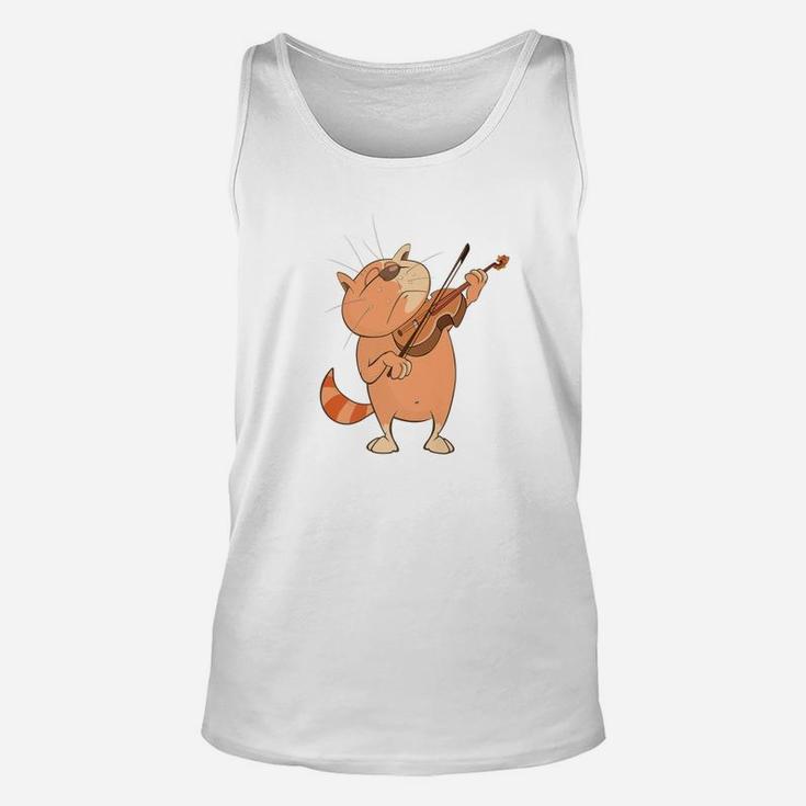 Cat Violinist Funny Cat Playing Violin For Musicians Unisex Tank Top