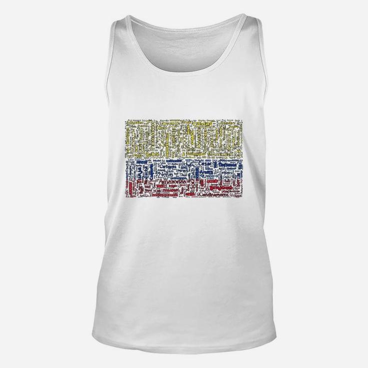 Colombian Flag With Colombian Cities Word Art Gift Unisex Tank Top