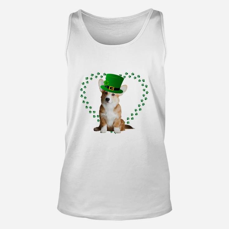 Corgi Heart Paw Leprechaun Hat Irish St Patricks Day Gift For Dog Lovers Unisex Tank Top