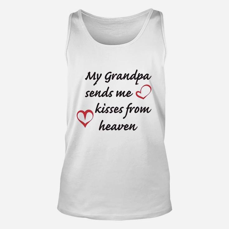 Custom My Grandpa Sends Me Kisses From Heaven Grandfather Unisex Tank Top