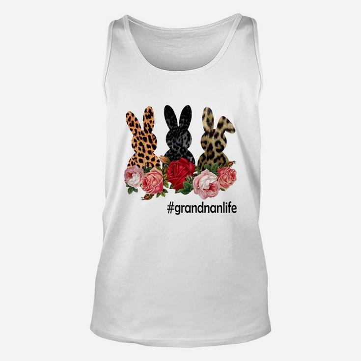 Cute Bunny Flowers Grandnan Life Happy Easter Sunday Floral Leopard Plaid Women Gift Unisex Tank Top