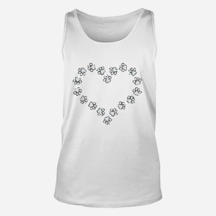 Cute Dog Paws Print Dog Gifts Paw Print Ornament Heart Love Unisex Tank Top
