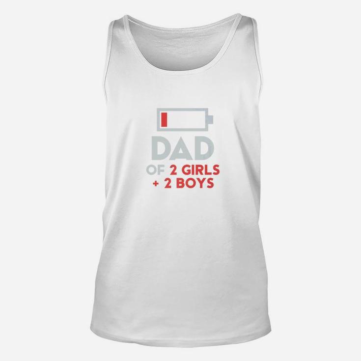 Dad Of 2 Girls 2 Boys Shirt Fathers Day Gift Daughter Son Unisex Tank Top