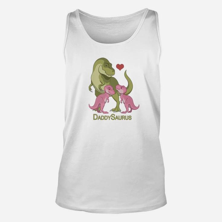 Daddysaurus Trex Father Twin Baby Girl Dinosaurs Shirt Unisex Tank Top