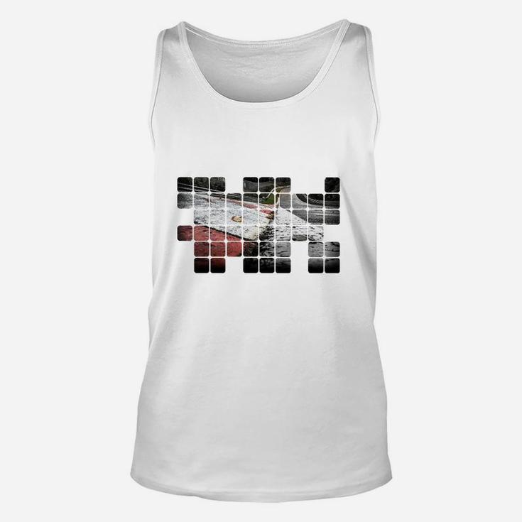 Distressed Karierte Flagge Herren Unisex TankTop in Weiß, Motorsport Design