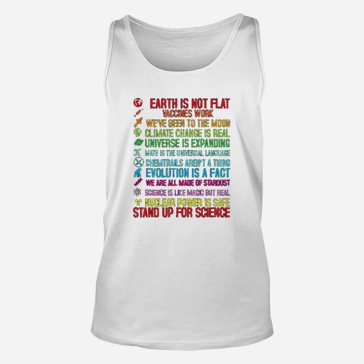 Earth Is Not Flat Vaccines Work Climate Change Science Unisex Tank Top