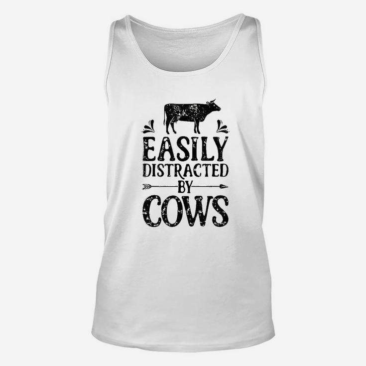 Easily Distracted By Cows Cow Men Women Gifts Farmer Unisex Tank Top