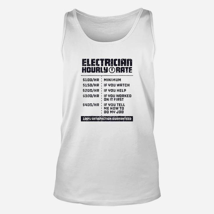 Electrician Hourly Rate Funny Lineman Dad Vintage Gifts Men Unisex Tank Top