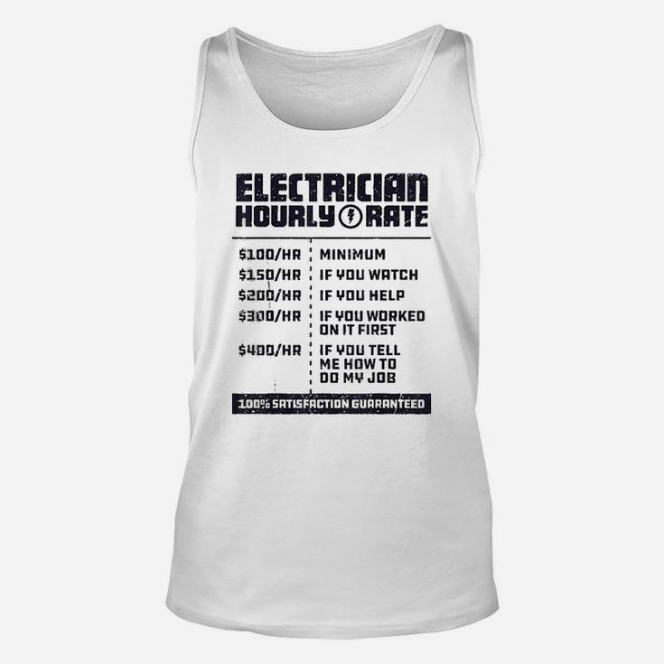 Electrician Hourly Rate Funny Lineman Dad Vintage Gifts Unisex Tank Top