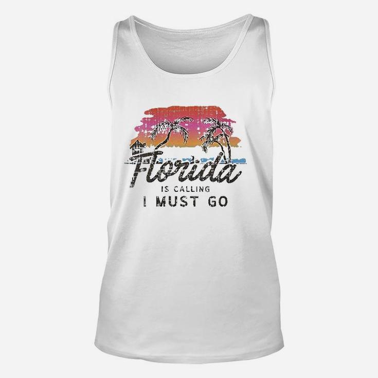 Florida Is Calling I Must Go Summer Vacation Unisex Tank Top