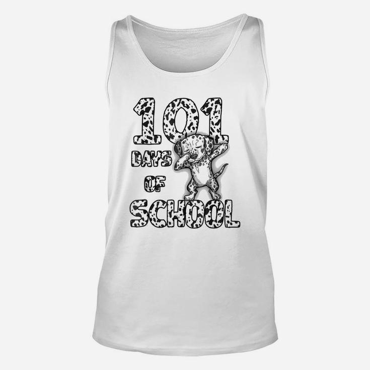 Funny 101 Days School Dabbing Dalmatian Dog 100 Days Teacher Unisex Tank Top