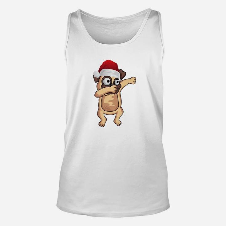 Funny Dab Dabbing Pug Christmas Xmas Dog Santa Gift Unisex Tank Top