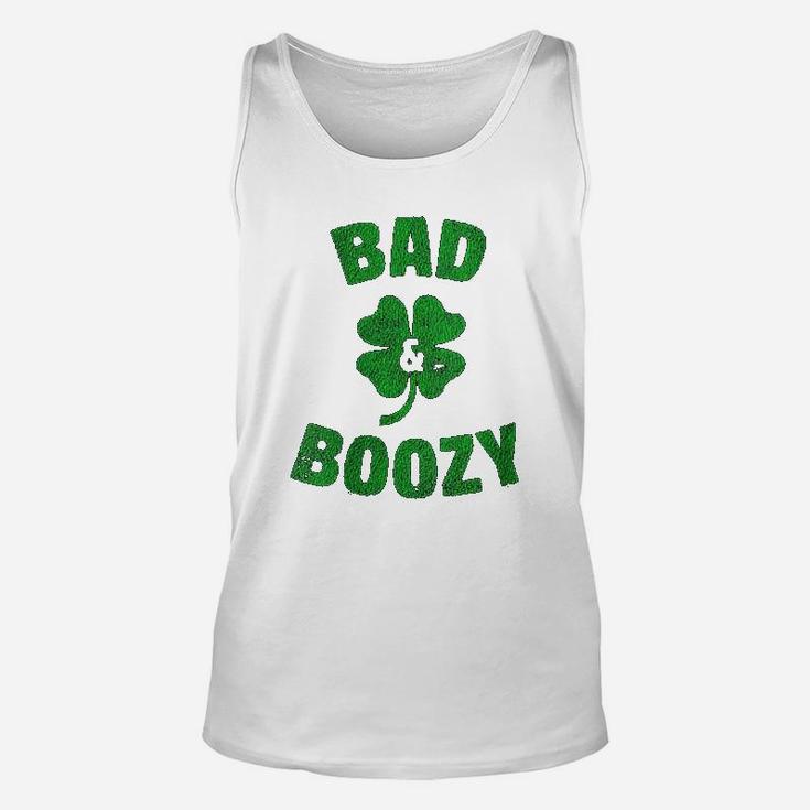 Funny Drinking St Patricks Day Bad And Boozy Bachelorette Unisex Tank Top