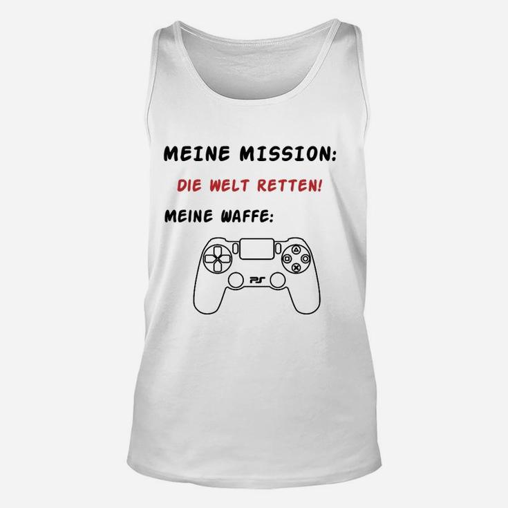 Gamer Unisex TankTop Mission: Welt Retten mit Spielcontroller, Weiß