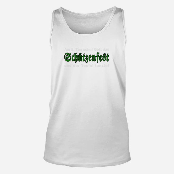 Glücksfest Unisex TankTop in Weiß mit grünem Schriftzug, Festmode