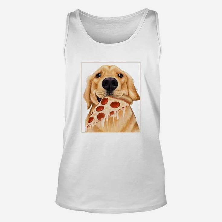 Golden Retriever Eating Pizza Dog With A Slice Of Pizza Unisex Tank Top