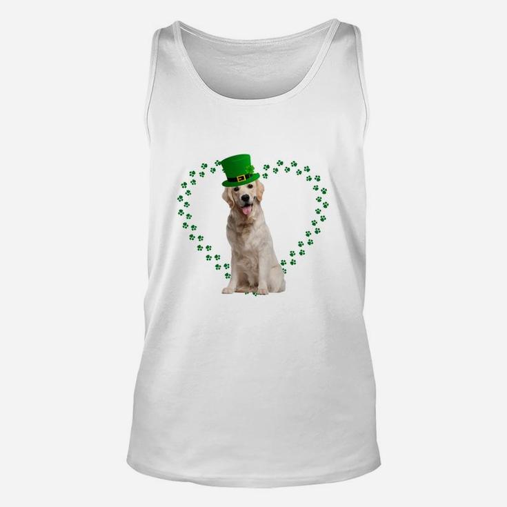 Golden Retriever Heart Paw Leprechaun Hat Irish St Patricks Day Gift For Dog Lovers Unisex Tank Top
