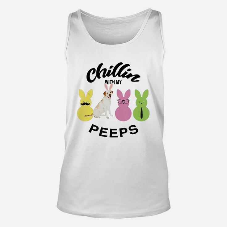 Happy 2021 Easter Bunny Cute Labrador Retriever Chilling With My Peeps Gift For Dog Lovers Unisex Tank Top