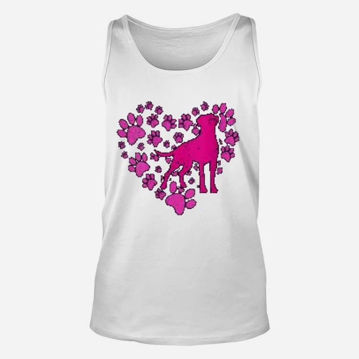 Heart Dog Paws Print Love Valentines Day Unisex Tank Top