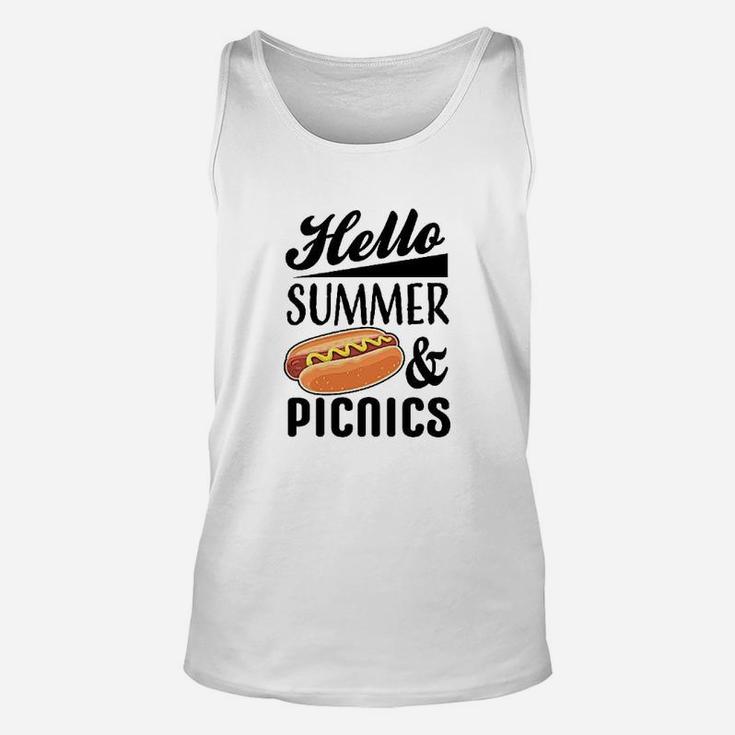Hello Summer And Picnics With Hot Dog Unisex Tank Top