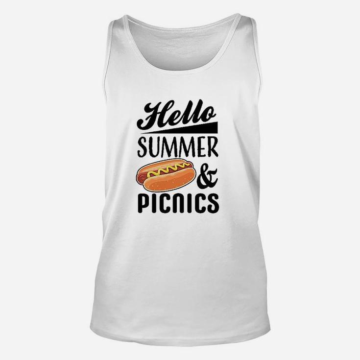 Hello Summer And Picnics With Hot Dog Unisex Tank Top