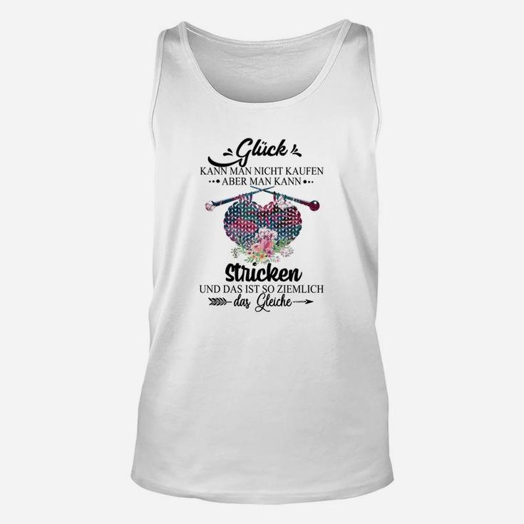 Herren Unisex TankTop mit Strickmotiv, Spruch Glück kann man stricken