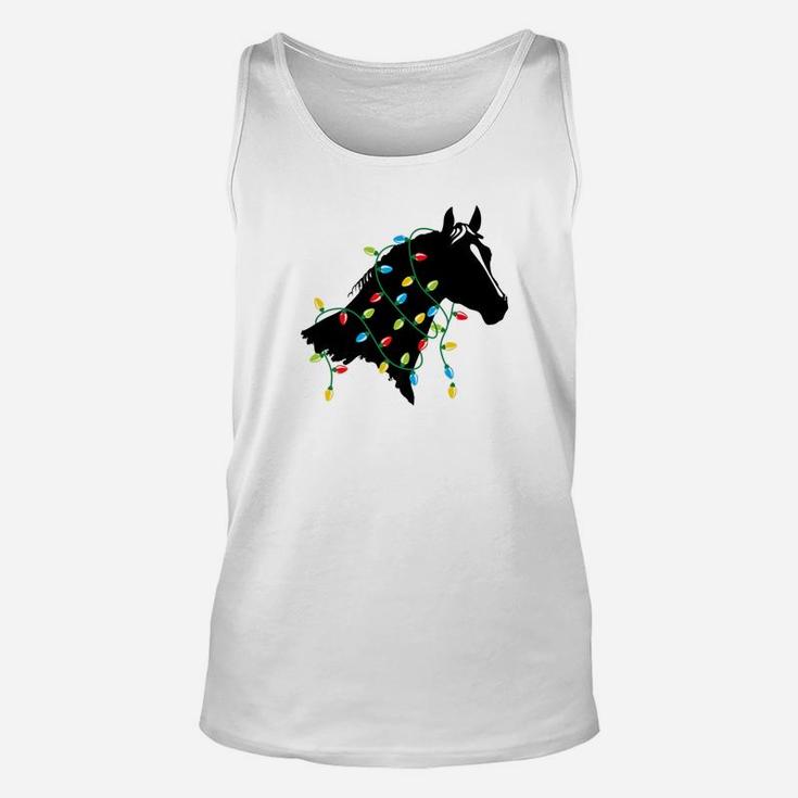 Horse Tangled Up In Colored Christmas Lights Holiday Unisex Tank Top