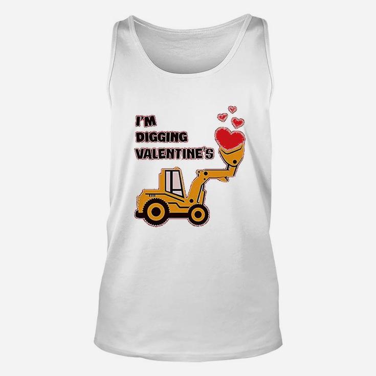 I Am Digging Valentines Gift For Tractor Loving Boys Unisex Tank Top