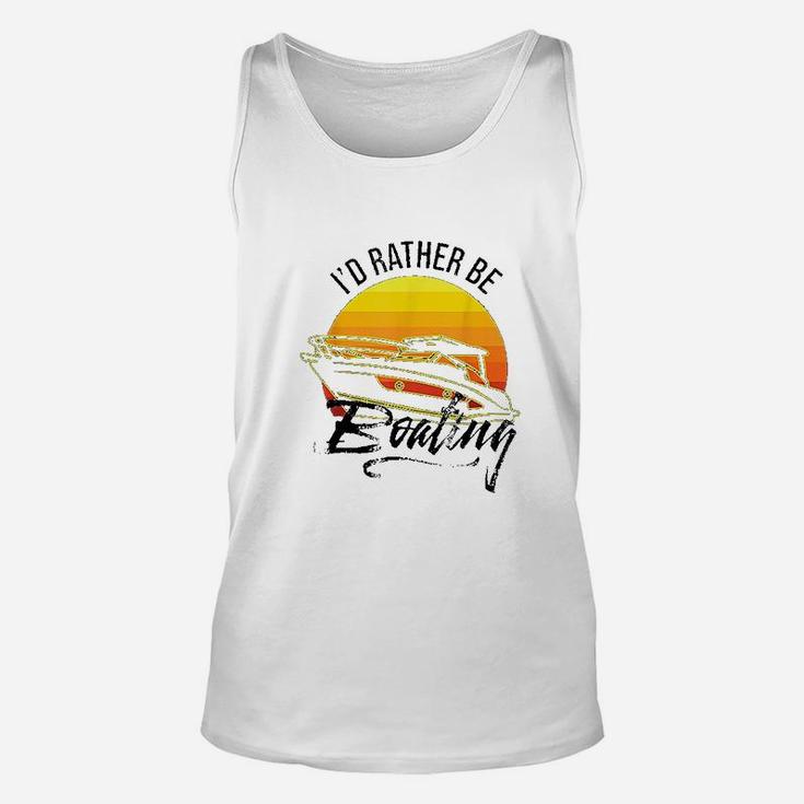 Id Rather Be Boating Retro Vintage Sailboat Yacht Sailing Unisex Tank Top