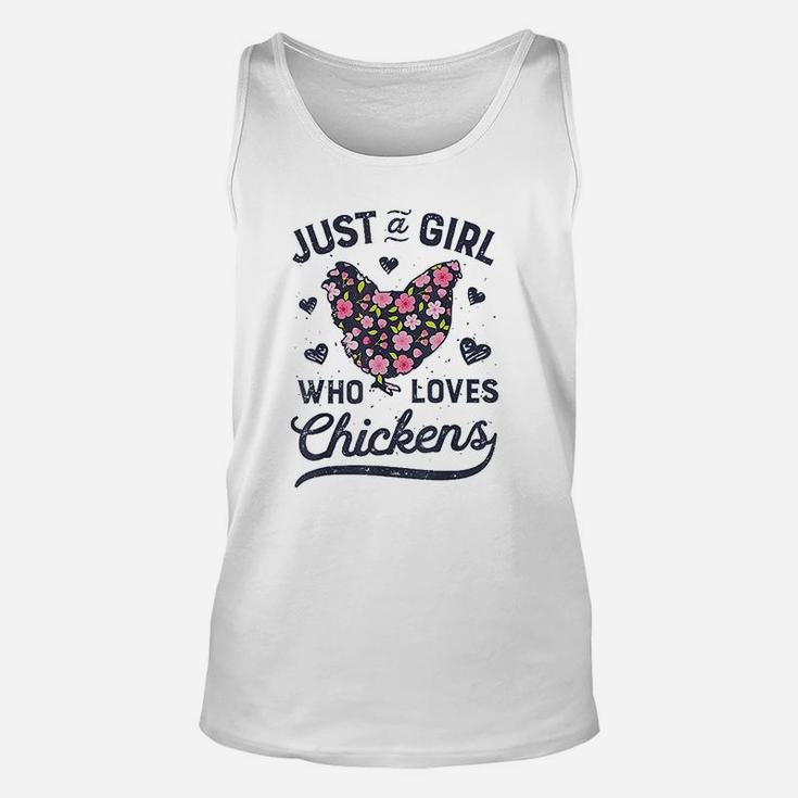 Just A Girl Who Loves Chickens Chicken Flowers Farm Unisex Tank Top