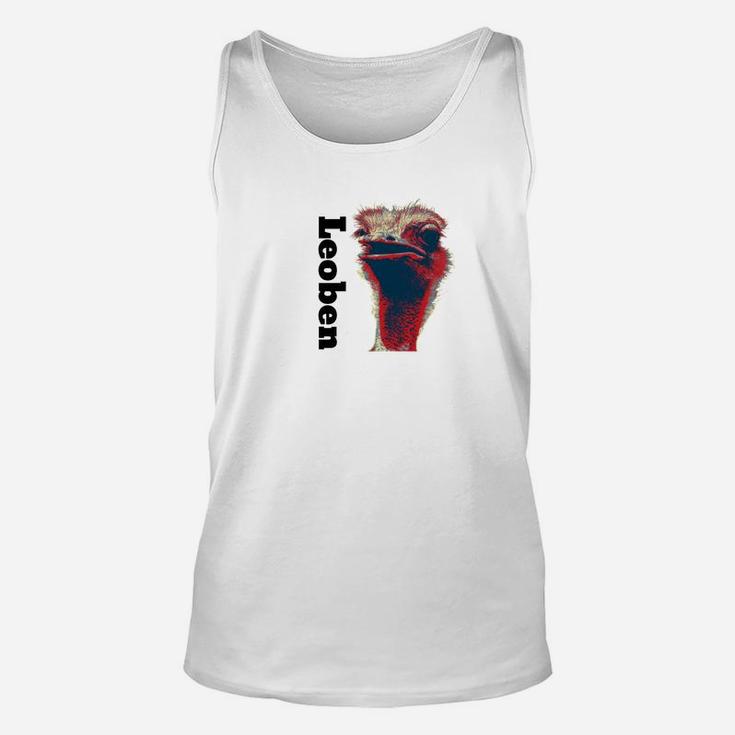 Leoben Straußenkunst Weißes Unisex TankTop, Einzigartiges Tiermotiv Tee