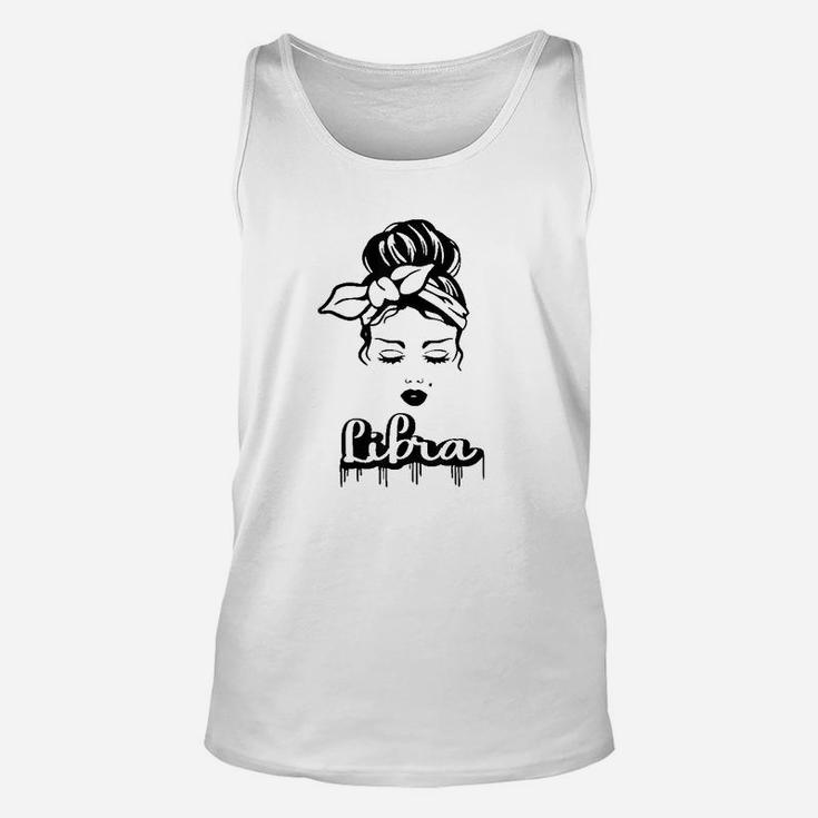 Libra Zodiac Sign Messy Bun Retro Vintage Birthday Unisex Tank Top