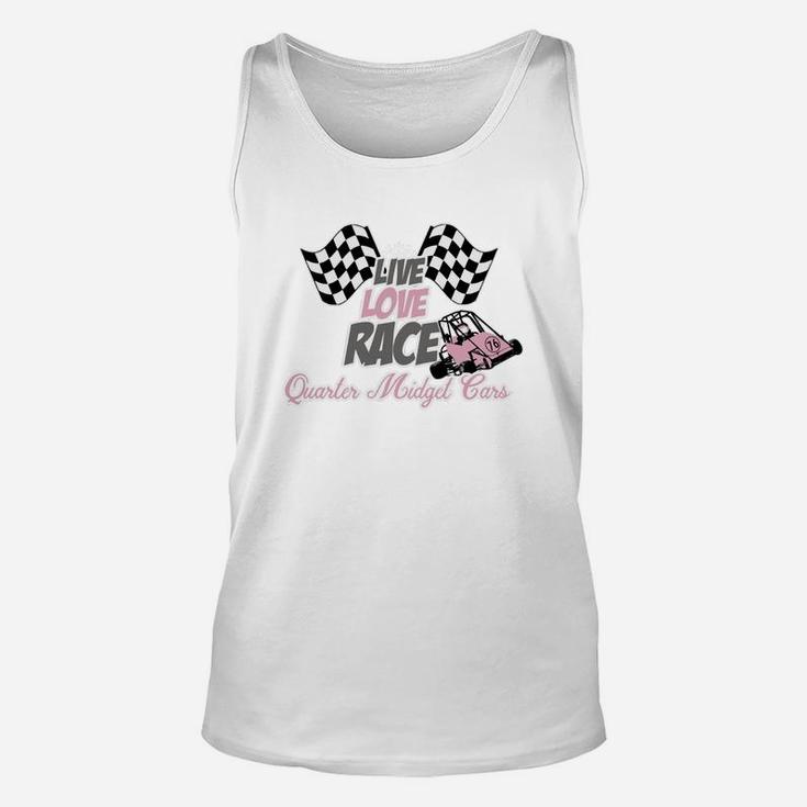 Live Love Race Quarter Midget Cars Shirt Pink Gray Grey Unisex Tank Top