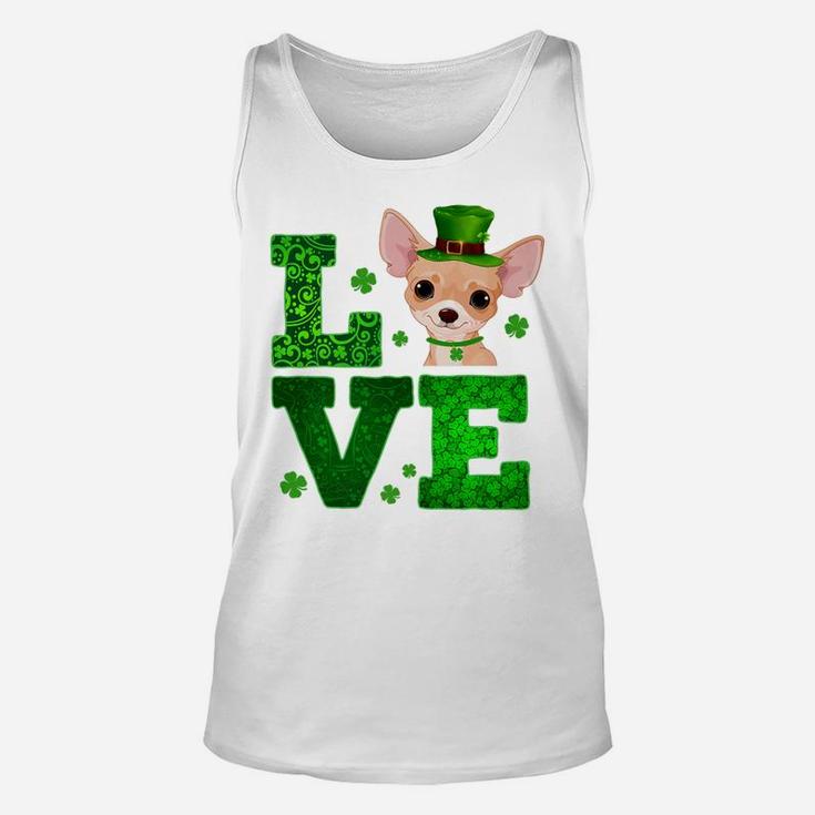Love Chihuahua St Patricks Day Funny Dog Lover Gif Unisex Tank Top