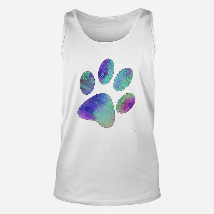 Loves Dogs Cats Animals Paw Print Animal Lover Rainbow Art Unisex Tank Top