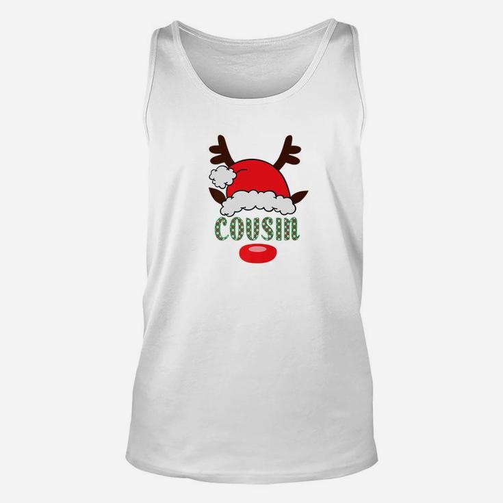 Matching Family Santa Hat With Reindeer Antlers Cousin Unisex Tank Top