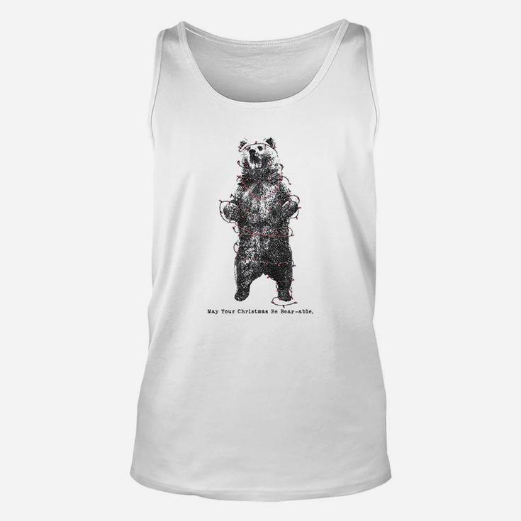 May Your Christmas Be Bearable Funny Holiday Lights Unisex Tank Top